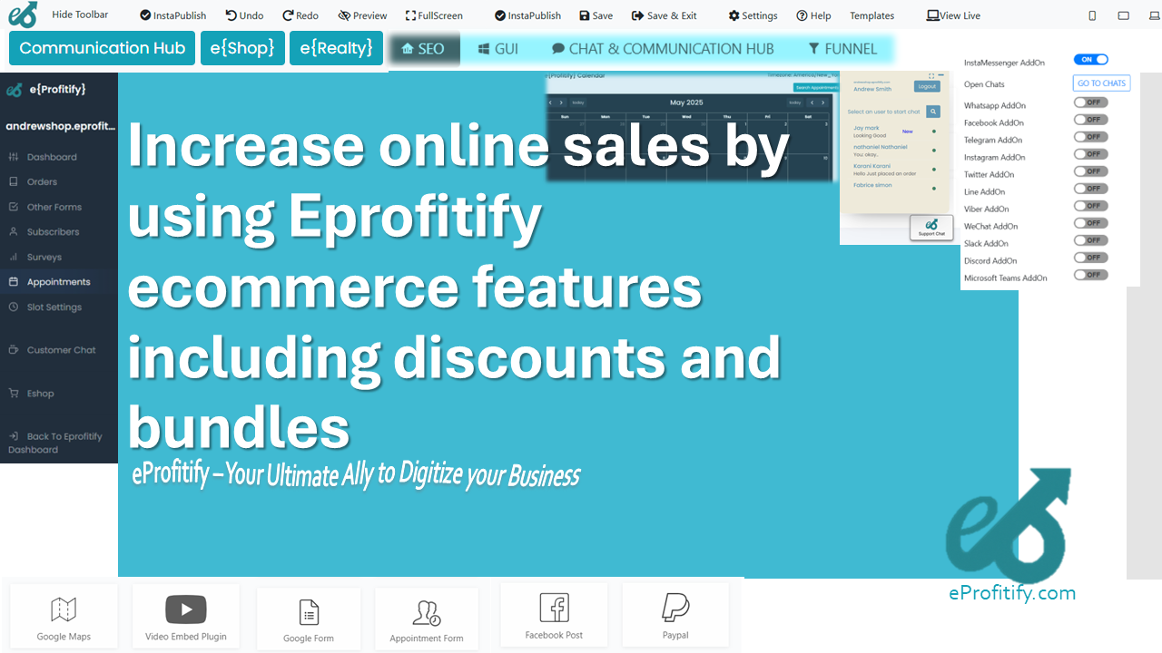 Increase online sales by using Eprofitify ecommerce features including discounts and bundles